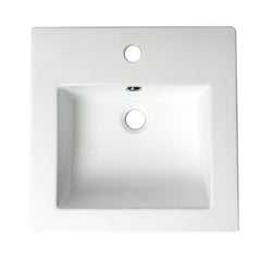 ALFI 17" White  Square Drop In Ceramic Sink with Faucet Hole - ABC801