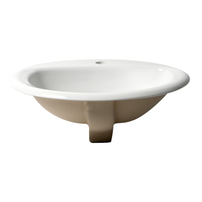 ALFI 21" White  Oval Drop In Ceramic Sink with Faucet Hole - ABC802