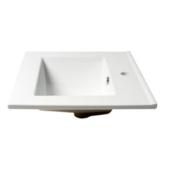 ALFI 25" White  Rectangular Drop In Ceramic Sink with Faucet Hole - ABC803