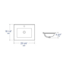 ALFI 25" White  Rectangular Drop In Ceramic Sink with Faucet Hole - ABC803