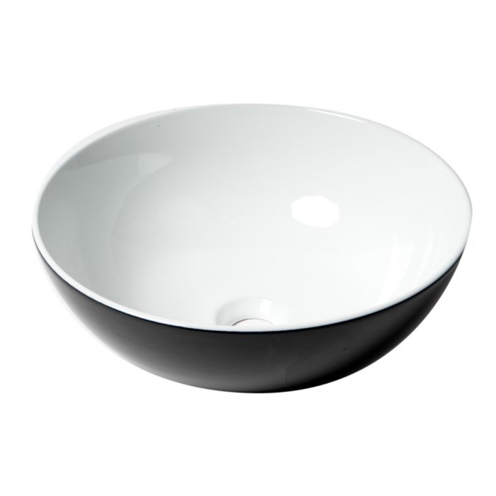 ALFI 15" Black & White  Round Vessel Above Mount Ceramic Sink - ABC906