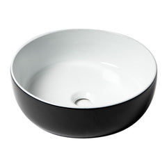 ALFI 15" Black & White  Round Above Mount Ceramic Sink - ABC908