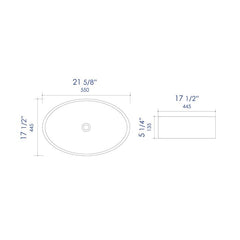 ALFI  22" White  Oval Above Mount Ceramic Sink - ABC911