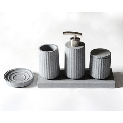 ALFI  5 Piece Solid Concrete Gray Matte Bathroom Accessory Set - ABCO1001