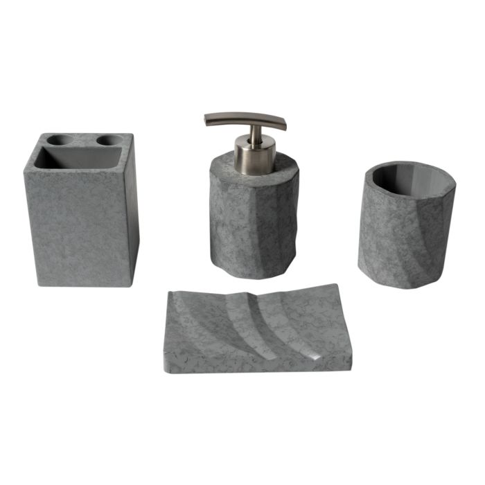 ALFI 5 Piece Solid Concrete Gray Matte Bathroom Accessory Set - ABCO1019