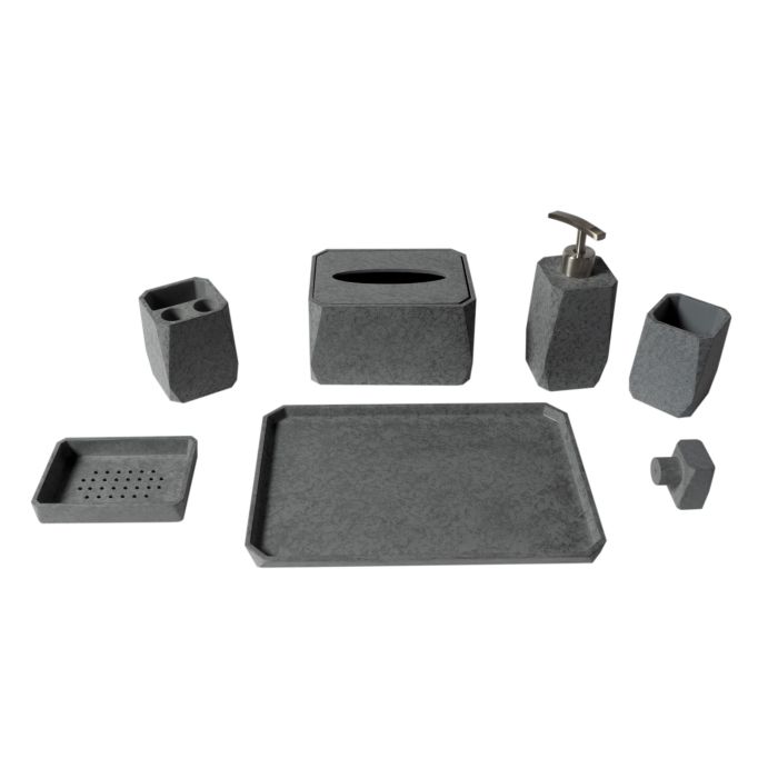 ALFI  7 Piece Solid Concrete Gray Matte Bathroom Accessory Set - ABCO1023