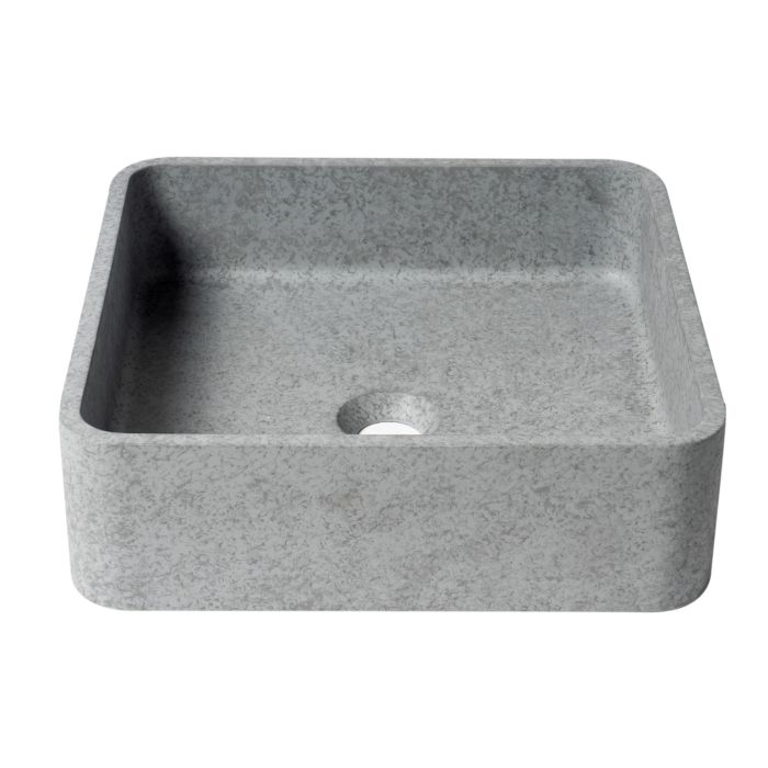 ALFI 16" Square Solid Concrete Gray Matte Above Mount Bathroom Sink - ABCO16S