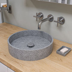 ALFI 17" Round Solid Concrete Gray Matte Above Mount Bathroom Sink - ABCO17R