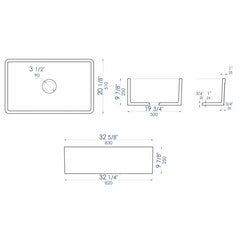 ALFI 33" Fireclay Farmhouse Kitchen Sink In Concrete Color - ABCO3320SB