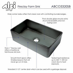 ALFI 33" Fireclay Farmhouse Kitchen Sink In Concrete Color - ABCO3320SB