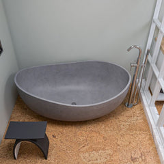 ALFI 63" Solid Concrete Gray Matte Oval Bathtub - ABCO63TUB