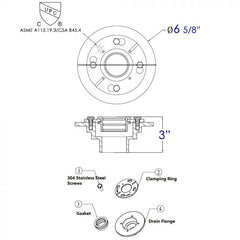 ALFI Cast Iron Shower Drain Base with Rubber Fitting - ABDB55CI