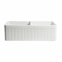 ALFI 33" x 18" Smooth Apron  Double Bowl Fireclay Farm Sink - ABF3318D