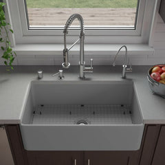 ALFI 33" x 18" Smooth Apron  Single Bowl Fireclay Farm Sink - ABF3318S