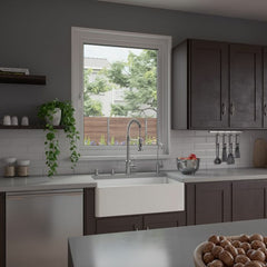 ALFI 33" x 18" Smooth Apron  Single Bowl Fireclay Farm Sink - ABF3318S