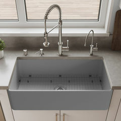 ALFI 36" x 18" Smooth Apron  Single Bowl Fireclay Farm Sink - ABF3618
