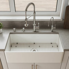 ALFI 36" x 18" Smooth Apron  Single Bowl Fireclay Farm Sink - ABF3618