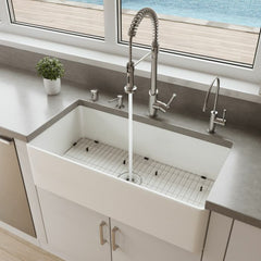 ALFI 36" x 18" Smooth Apron  Single Bowl Fireclay Farm Sink - ABF3618