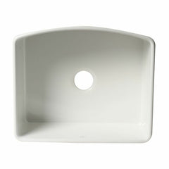 ALFI 24" x 20" White Smooth Curved Apron  Single Bowl Fireclay Farm Sink with Grid - ABFC2420-W