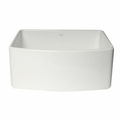 ALFI 24" x 20" White Smooth Curved Apron  Single Bowl Fireclay Farm Sink with Grid - ABFC2420-W