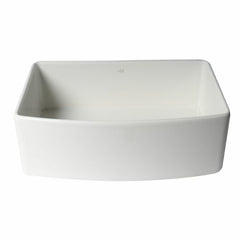 ALFI 30" x 20" White Smooth Curved Apron  Single Bowl Fireclay Farm Sink with Grid - ABFC3020-W