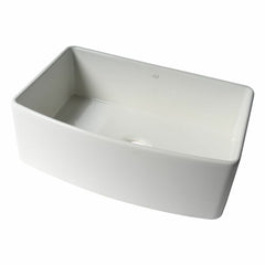 ALFI 30" x 20" White Smooth Curved Apron  Single Bowl Fireclay Farm Sink with Grid - ABFC3020-W