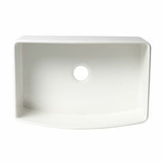 ALFI 30" x 20" White Smooth Curved Apron  Single Bowl Fireclay Farm Sink with Grid - ABFC3020-W