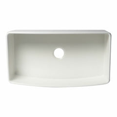 ALFI 36" x 20" White Smooth Curved Apron  Single Bowl Fireclay Farm Sink - ABFC3620S-W