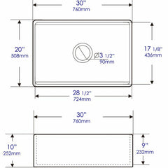 ALFI 30" White Smooth Apron Workstation Step Rim Fireclay Farm Sink with Accessories - ABFS3020-W