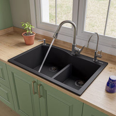 ALFI Square Gooseneck Pull Down Kitchen Faucet - ABKF3889