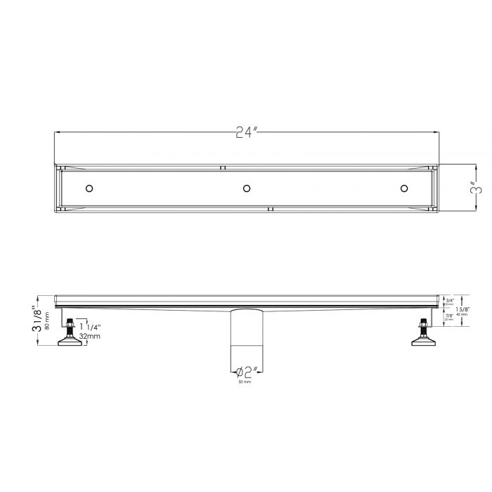 ALFI 24" Long Modern Stainless Steel Linear Shower Drain w/o Cover - ABLD24A