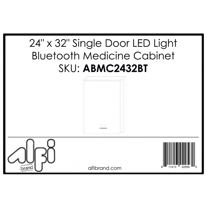 ALFI 24" x 32" Single Door LED Light Bluetooth Medicine Cabinet - ABMC2432BT