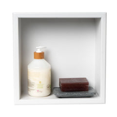 ALFI 12" x 12" Black or White Matte Stainless Steel Square Single Shelf Bath Shower Niche - ABNC1212