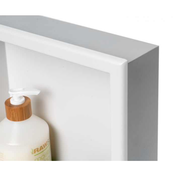 ALFI 12" x 12" Black or White Matte Stainless Steel Square Single Shelf Bath Shower Niche - ABNC1212