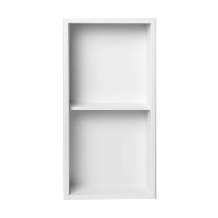 Alfi Brand ABNC1224-W 12 x 24 in. Stainless Steel Vertical Double Shelf Bath Shower NICHE White Matte