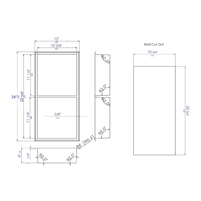 ALFI 12" x 24" Stainless Steel Vertical Double Shelf Shower Niche - ABNP1224