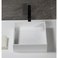 ALFI 14" Square White Matte Solid Surface Resin Sink - ABRS14S