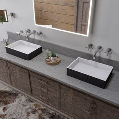 ALFI  20" x 14" Black Matte Solid Surface Resin Sink - ABRS2014BM