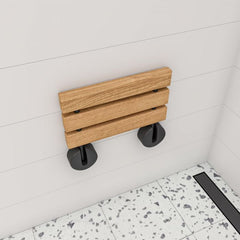 ALFI 16" Folding Teak Wood Shower Seat Bench - ABS16R