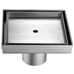 ALFI 5" x 5" Modern Square Stainless Steel Shower Drain w/o Cover - ABSD55A