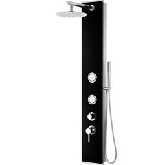 ALFI Black Glass Shower Panel with 2 Body Sprays and Rain Shower Head - ABSP55B