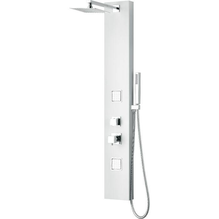 ALFI  White Aluminum Shower Panel with 2 Body Sprays and Rain Shower Head - ABSP60W