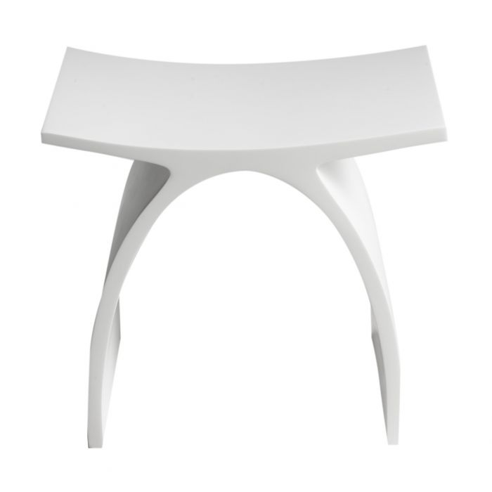 ALFI Arched White Matte Solid Surface Resin Bathroom / Shower Stool - ABST77