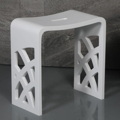 ALFI  Designer White Matte Solid Surface Resin Bathroom / Shower Stool - ABST88