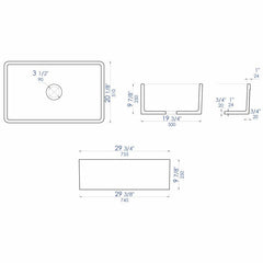 ALFI 30" Titanium/Fluted  Reversible Farmhouse Kitchen Sink - ABTI3020SB