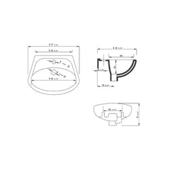 ALFI 14" White Rounded Porcelain Wall Mount Bathroom Sink Basin - AB106 - The Home Selection