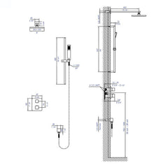 ALFI 2 Way Thermostatic Square Knob Shower Set w/ Hand held Showerhead - AB2830 - The Home Selection
