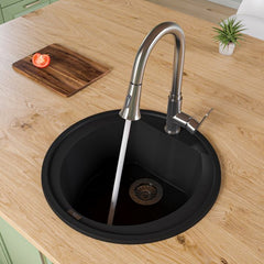 ALFI 20" Drop-In Round Granite Composite Kitchen Prep Sink - AB2020DI - The Home Selection