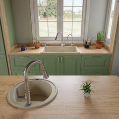 ALFI 20" Drop-In Round Granite Composite Kitchen Prep Sink - AB2020DI - The Home Selection