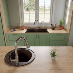 ALFI 20" Drop-In Round Granite Composite Kitchen Prep Sink - AB2020DI - The Home Selection